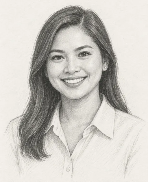 Graphite sketch portrait of Filwah M.